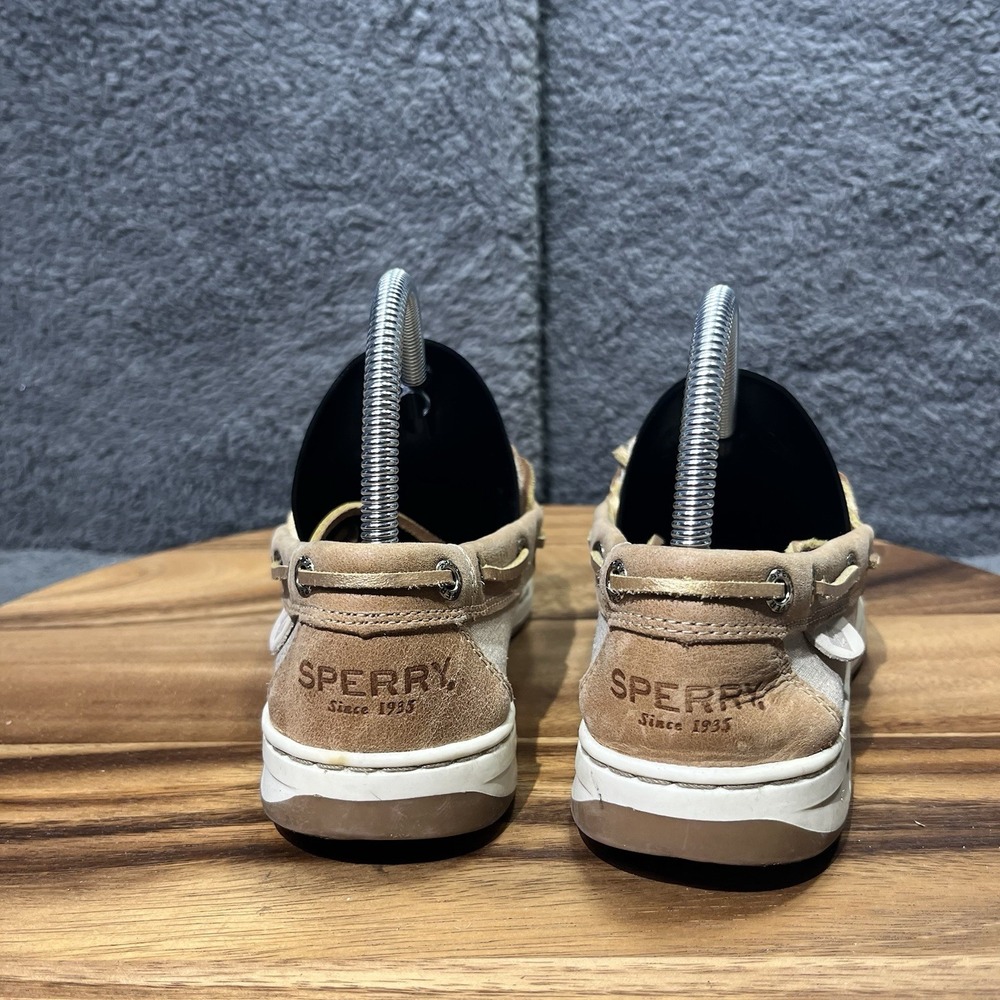Sperry Top Sider Shoes Womens 7 Songfish Linen Oat‎ Sliver Boat Shoe Lace Up - Picture 7 of 11